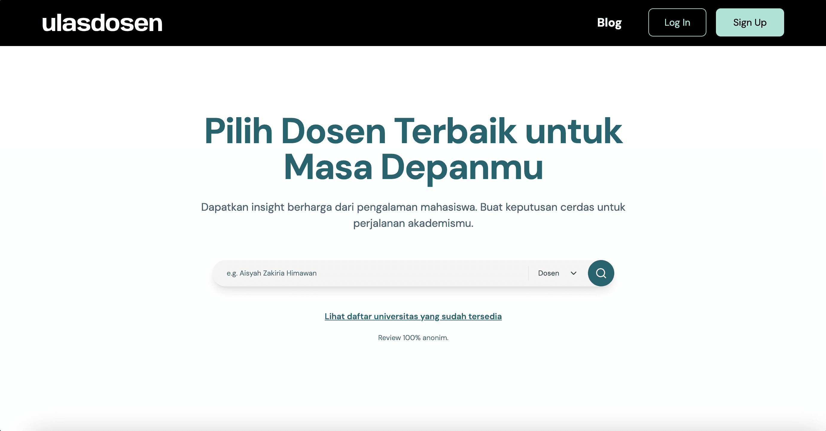 Landing page of Ulas Dosen platform